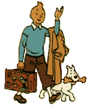 Tintin with a suitcase
